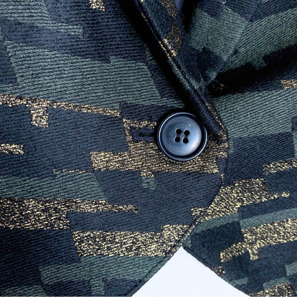 Smythe Anytime Blazer (Sz 6) Camo Jacquard Metallic Green Black Gold - Picture 10 of 16